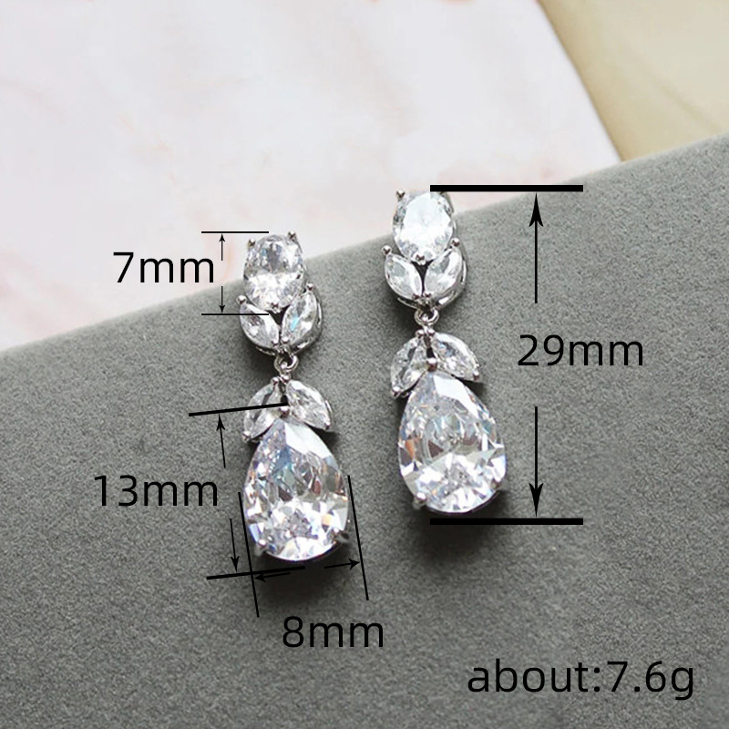 2 teile/satz Unisex Schmuck Mode hochzeit braut schmuck flash Diamant Platz vollen satz von zirkon ring halskette_voghion.com