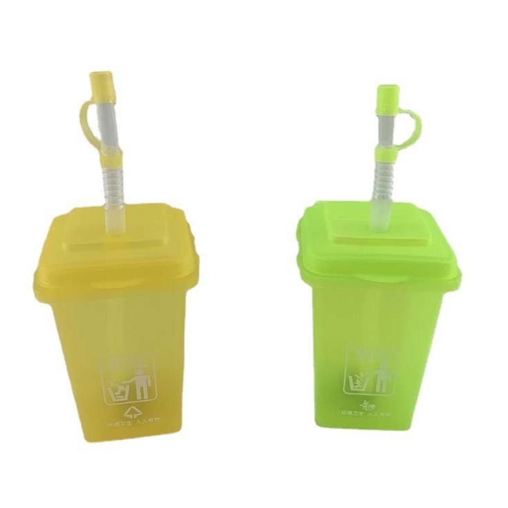Tienda de bebidas tienda de té de leche en línea basura taza de bebida taza de paja desechable con lámpara botella de bebida de basura logotipo imprimible