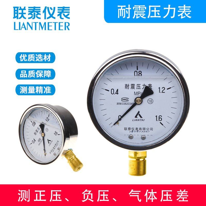 耐震压力表卡箍式卫生型不锈钢压力表耐震轴向带边电接点联泰仪表