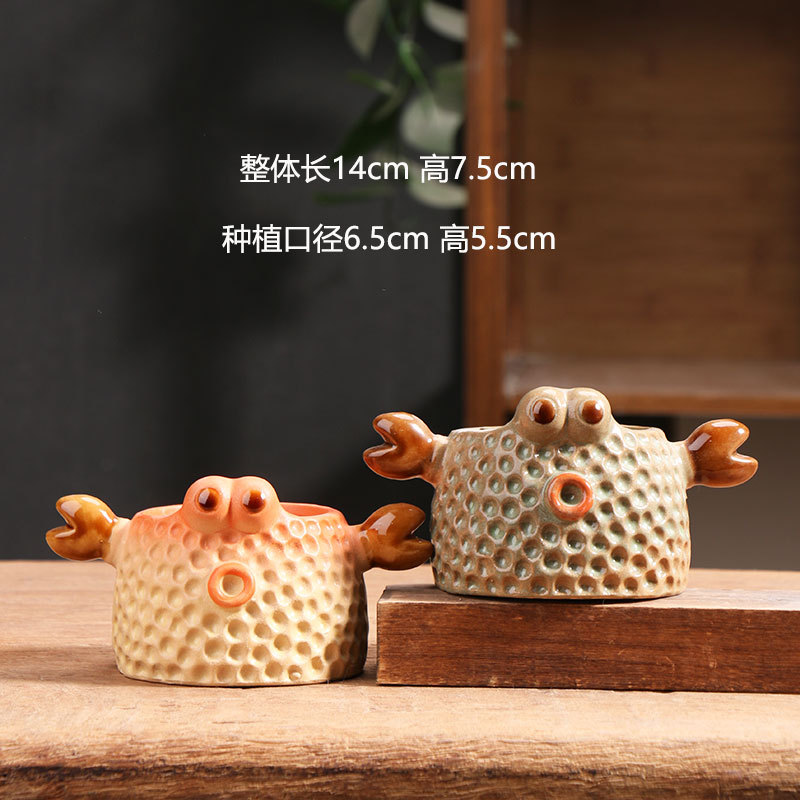 Maceta de carne de dibujos animados, personalidad creativa, escritorio, transpirable, animal, cerámica de gres, maceta de cerámica, liquidación al por mayor