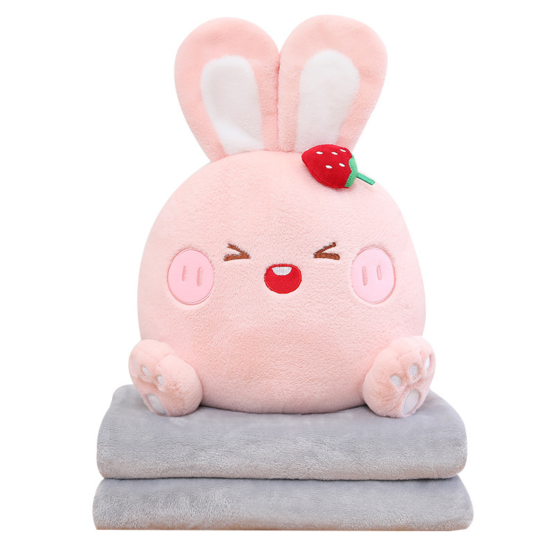 Almohada de conejo edredón de doble uso engrosada almohada de siesta en coche almohada Interior Oficina plegable dos en uno