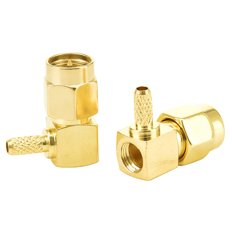 全铜SMA-JW-1.5射频同轴连接器SMA弯头公头公针压接RG174 RG316线