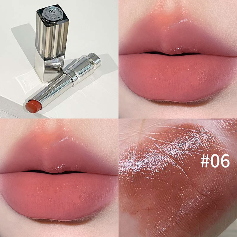 HERORANGE lipstick de fantasía de lenguaje ligero entre los labios espejo no pegajoso, claro, blanco y tierno lápiz labial