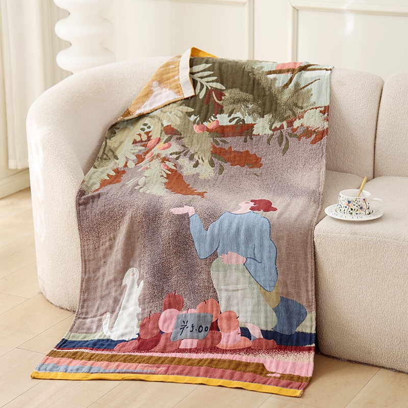 All-Cotton Full-Color Gauze Bath Towel Shawl Blanket Nap Gauze Blanket Office Sofa Blanket Cover Blanket Knee Blanket Air Conditioning Blanket