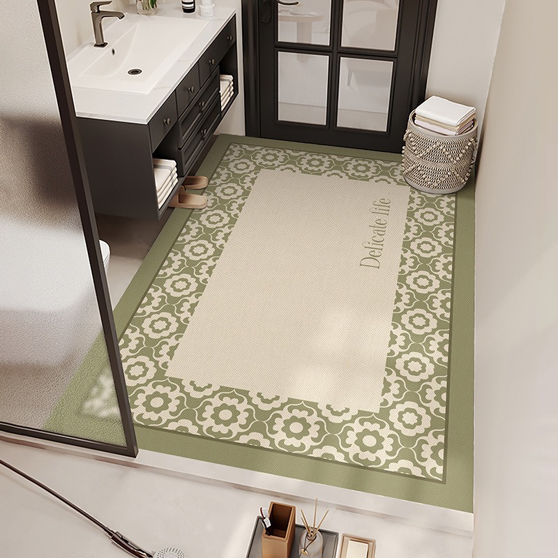フレンチレトロなバスルームノンスリップフロアマット珪藻泥増粘吸収マットホテルのバスルームトイレドアノンスリップマット|undefined