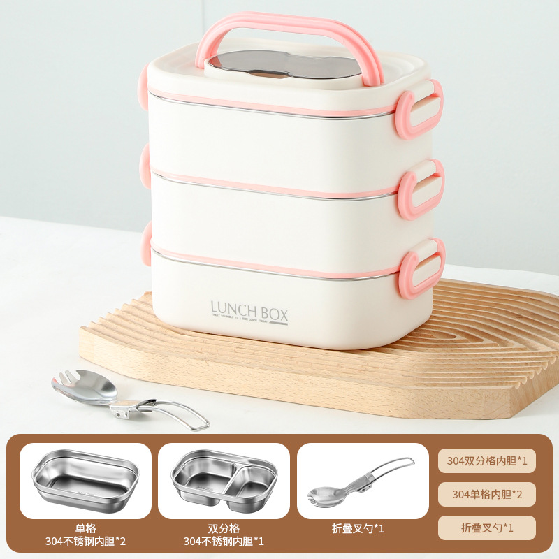 304 de acero inoxidable cuadrado aislado lonchera trabajador de oficina estudiante cantina horno microondas calefacción multi-capa compartimiento Bento