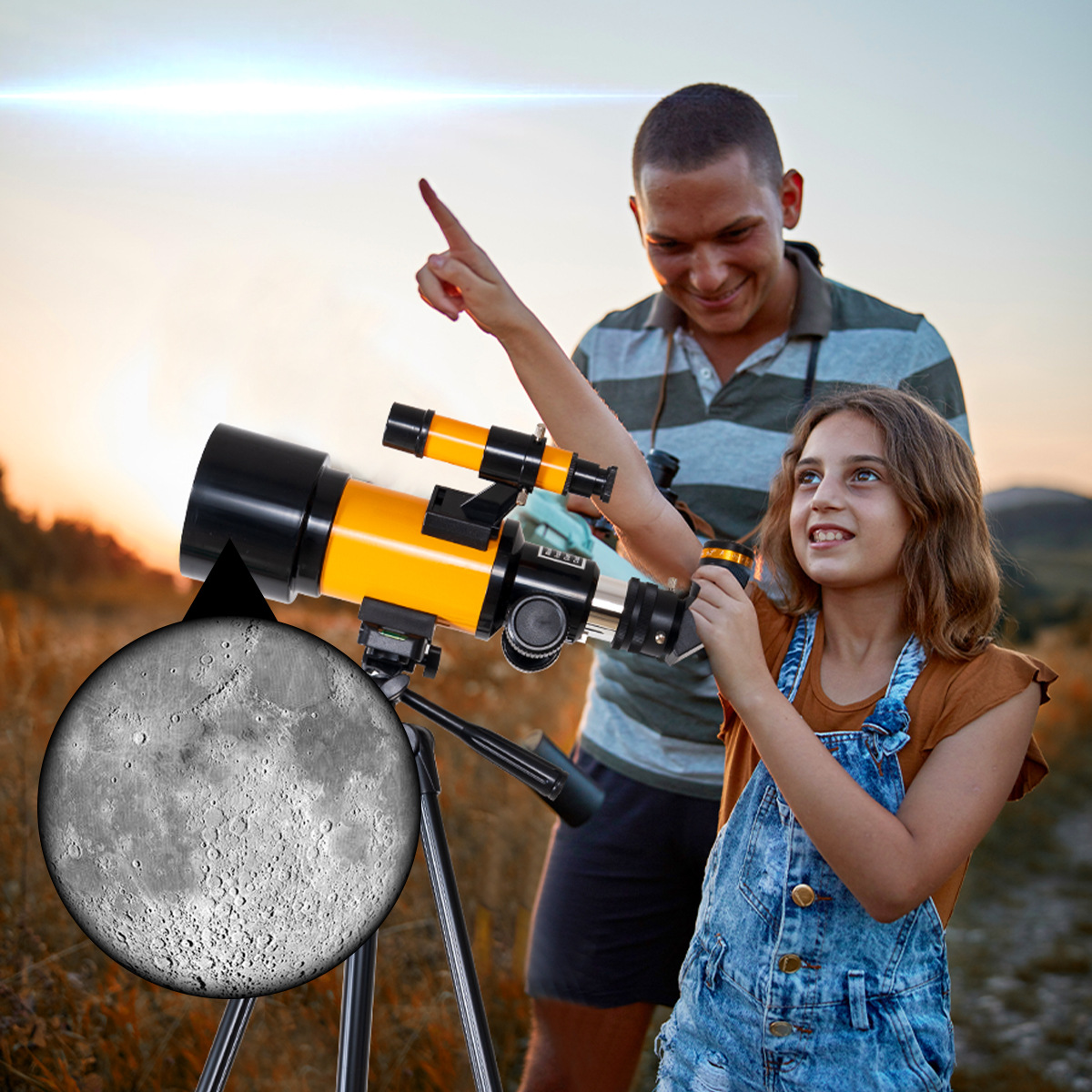 橙色70300天文望远镜带寻星正像大口径高倍高清成人学生礼品跨境