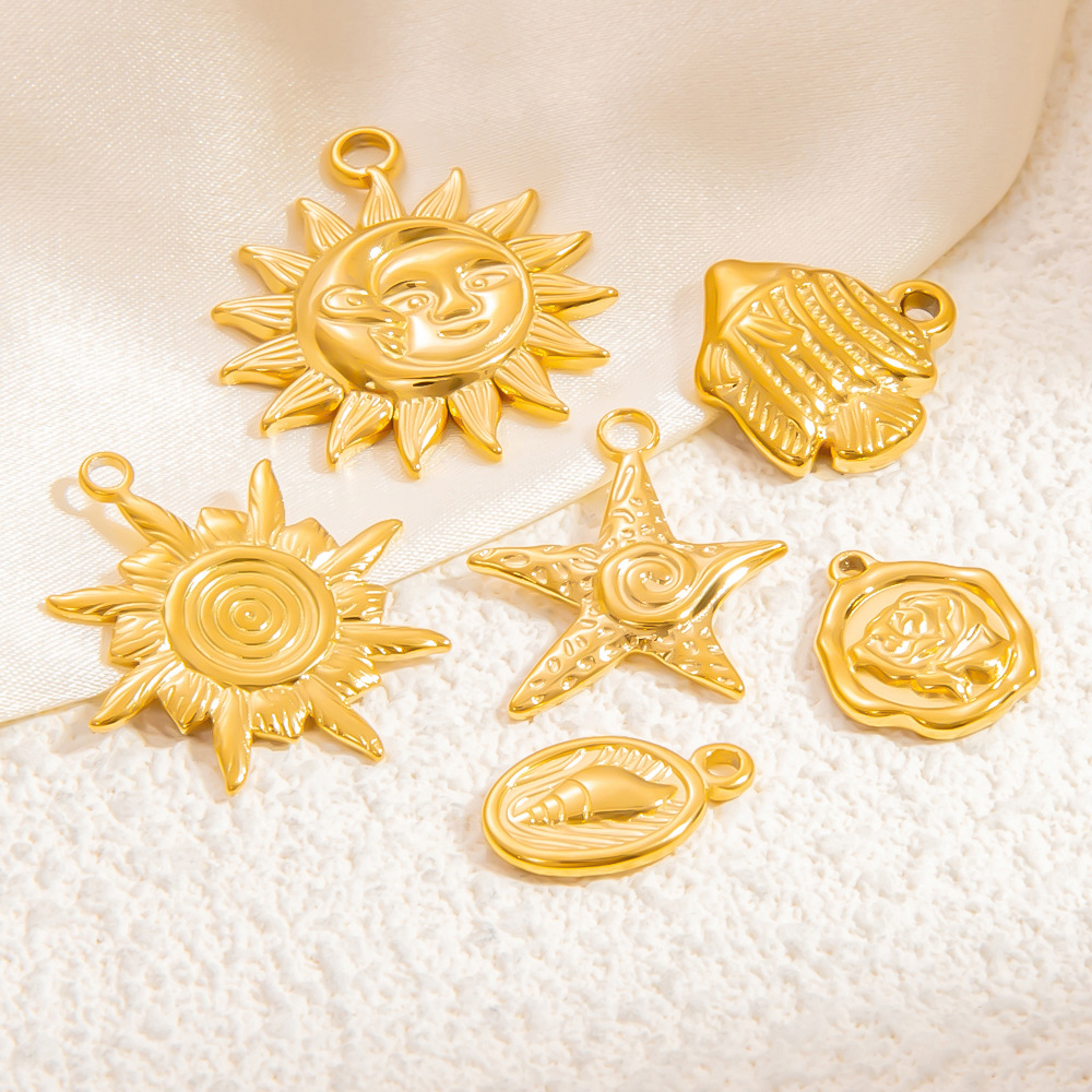 PVD Coated Gold Plating Process 1 Piece 304 Stainless Steel PVD Coated Real Gold Plated Starfish Flower Butterfly Pendant DIY Ornament Accessories