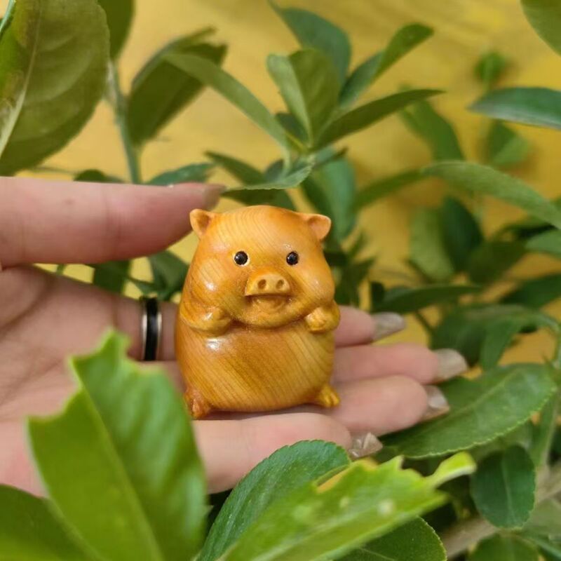 崖柏木雕十二生肖手把件实木雕刻文玩工艺品木制生肖桌面摆件送礼|undefined