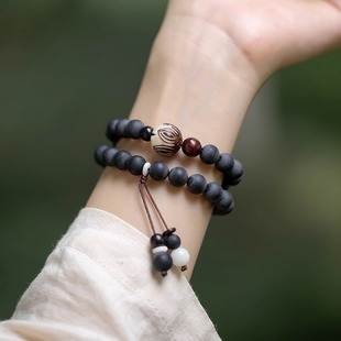 Chinese-style Shoushan stone bracelet, new Chinese-style lotus, golden silk sandalwood, holding Zen, green sandalwood prayer beads, black sandalwood prayer beads bracelet, female 311 undefined