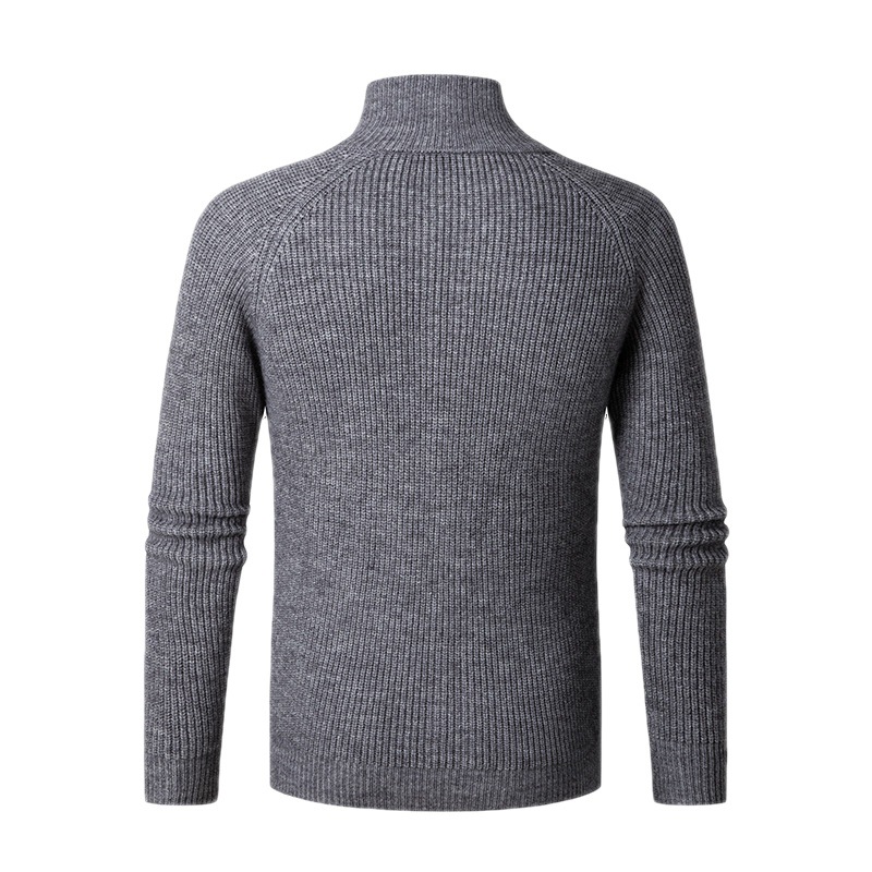 Neuer lässiger Strickjacken-Stehpullover für Herren, modische, einfarbige, locker gestrickte Pulloverjacke_voghion.com