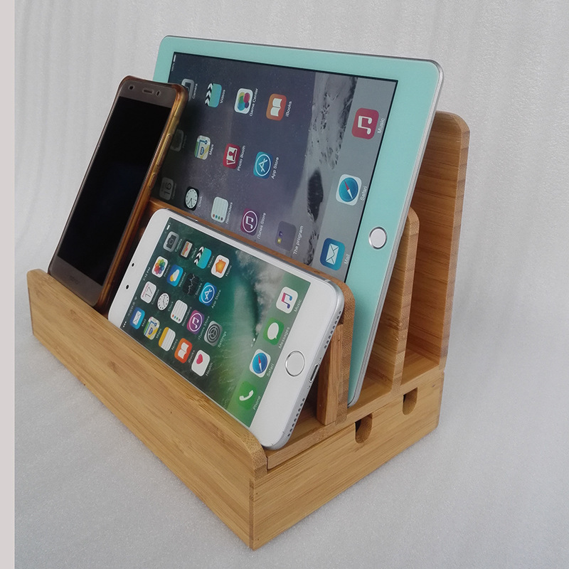 Factory Direct Supply Creative Bamboo Charger Base New Mobile Phone Holder Multi-Purpose Display Stand Storage Box