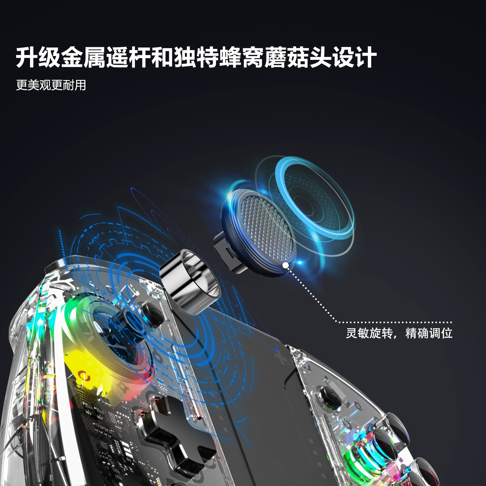 Переключатель LinYuvo Joy-Con Bluetooth рукоять цветной RGB свет с макрофункцией левая и правая прозрачное корпус ощущение