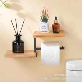 木制浴室厕所纸巾架壁挂式香薰物品放置架实木多功能卷纸收纳架