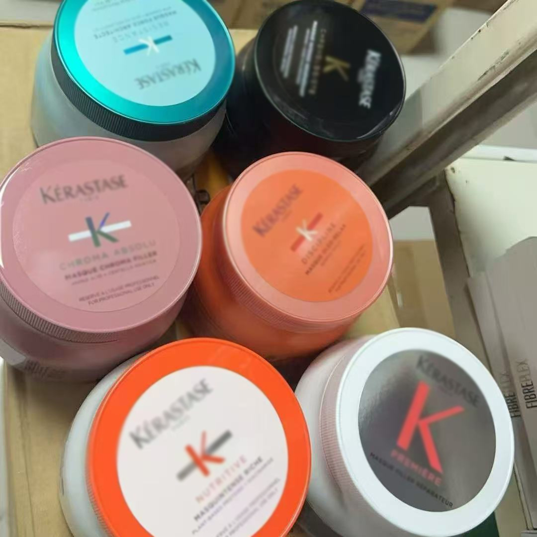 Máscara para el cabello de caviar de diamante negro KJIA 500ml, reparación resistente y nutrimiento Aoli suave para salón de peyería y teñido