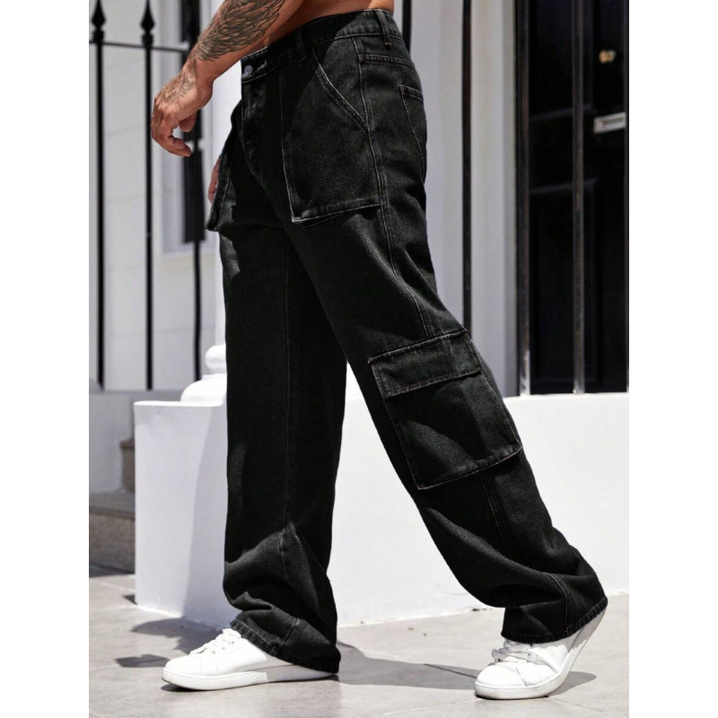 Otoño nuevo comercio exterior transfronterizo denim hombre bolsillo lateral casual pantalones de trabajo