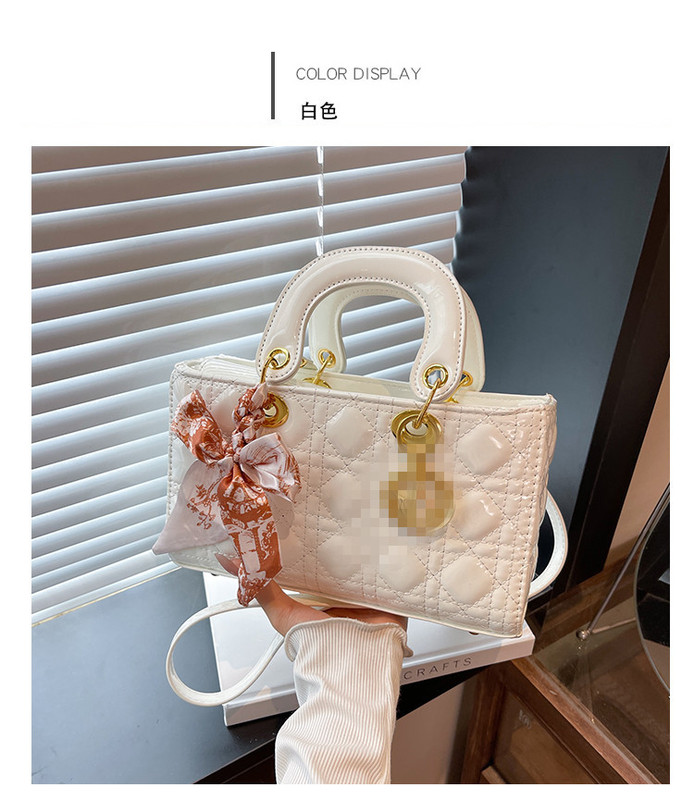 漆皮跨境小香风戴妃包包女2025经典时尚绣线高级感手提单肩斜挎包|undefined