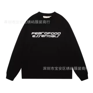 2026春秋新款 FOG 复线压胶字母圆领套头长袖男女同款一件批代发