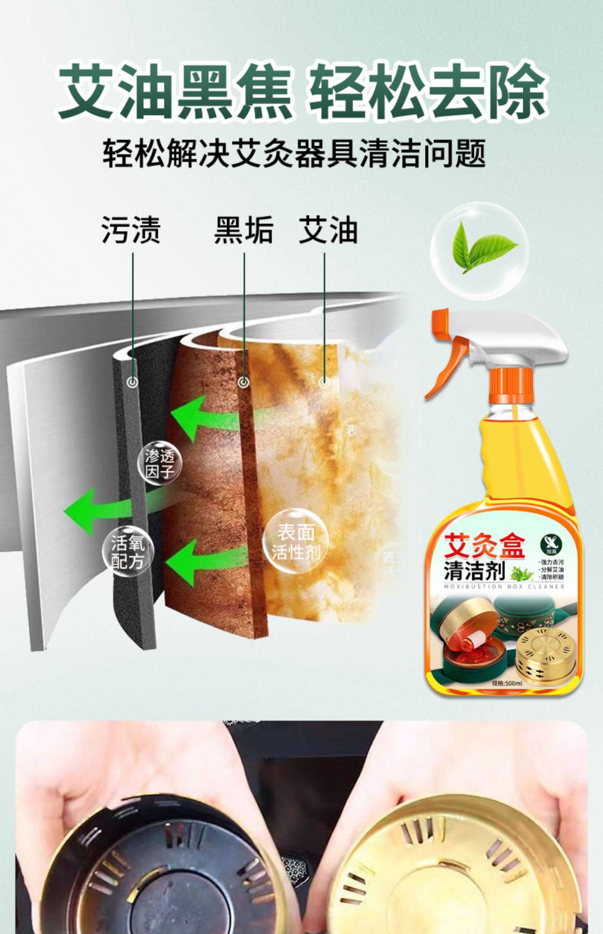 Moxa Burner Cleaning Solution 3 Bottle Set Removes Tar Soot and Grease from Moxibustion Boxes and Portable Moxa Jars key features