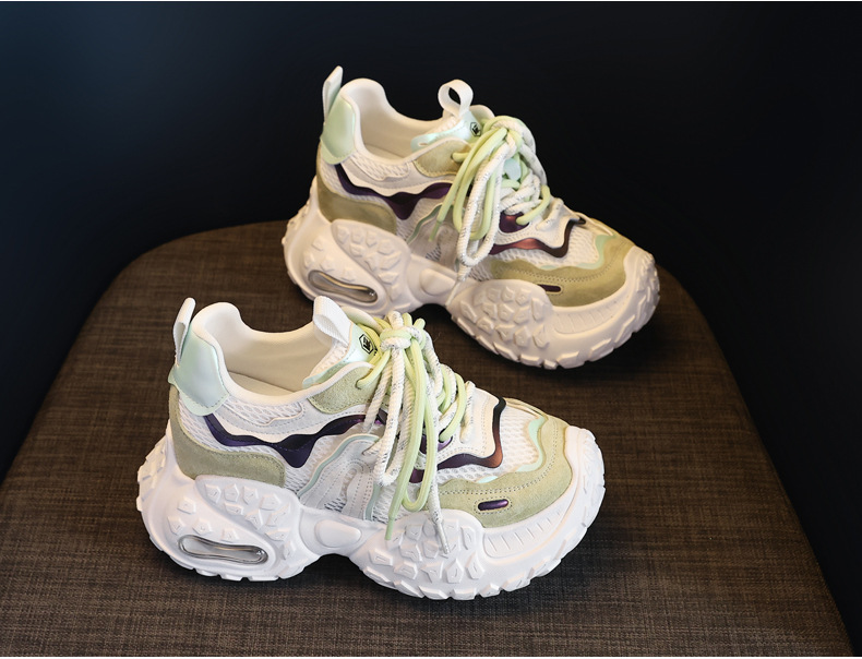 Giày sneaker nữ đế dày tăng chiều cao, lưới thoáng khí, phong cách thể thao — Màu tím chi tiết 5