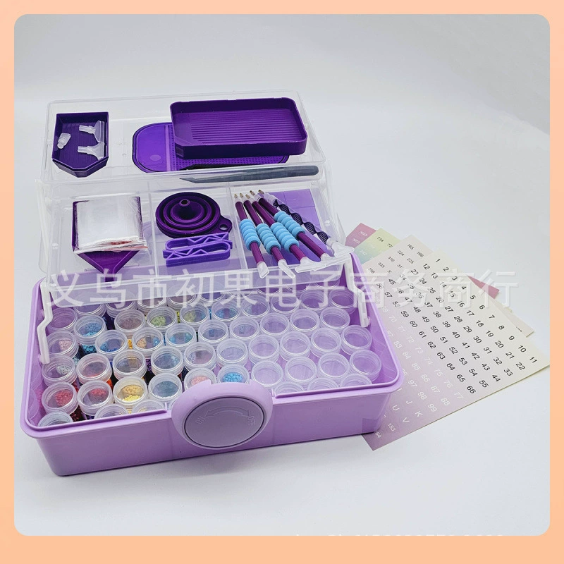 ∮Новый инструмент для алмазной живописи, аксессуары для ручек с точками, двухслойная сумка для хранения инструментов, 57 отделений для вращения бутылки