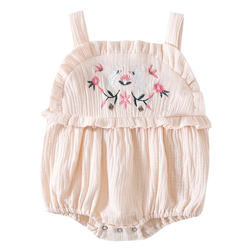 Estilo coreano algodón recién nacido Sling bordado mameluco ins verano infantil versátil casual mono triángulo escalada