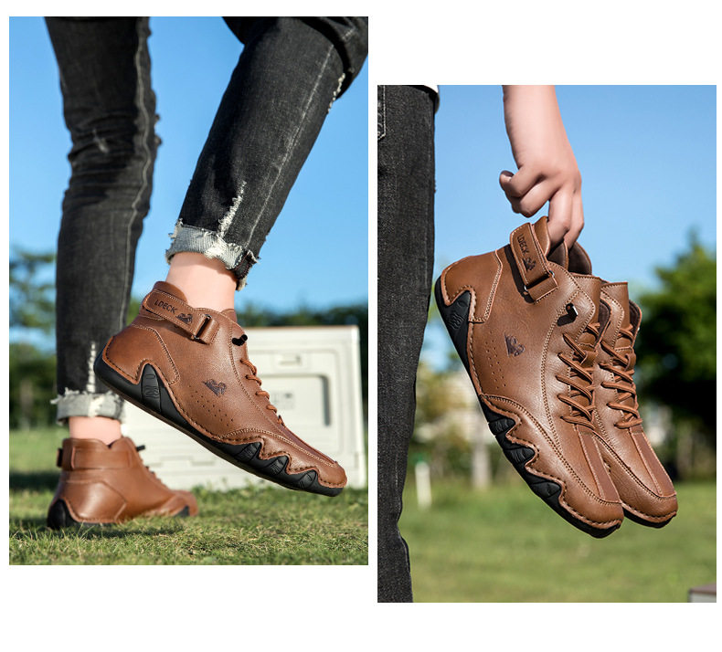 Bốt Martin nam cổ cao dáng ngắn, mũi tròn, đế bằng, phong cách thường ngày — C8008 màu kaki, C8008 màu xám, C8008 màu đen, F8008 Màu xanh lá cây chi tiết 11