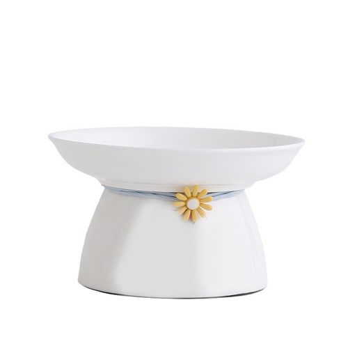 Cat Bowl Ceramic High-Feet Pet Cat Dog Food Protection Cervical Anti-Tipping Anti-Black Chin Water Rice Dual Bowl Cat