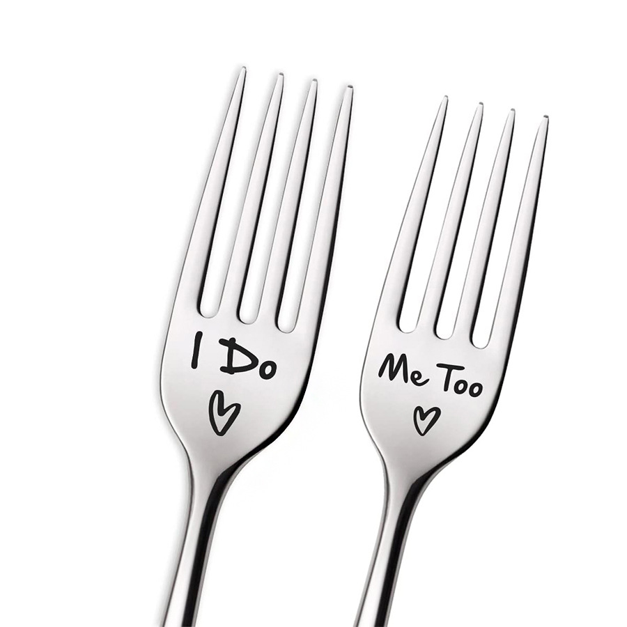 I do me too不锈钢叉子情侣夫妻节日礼物家庭聚餐婚礼调羹勺子跨