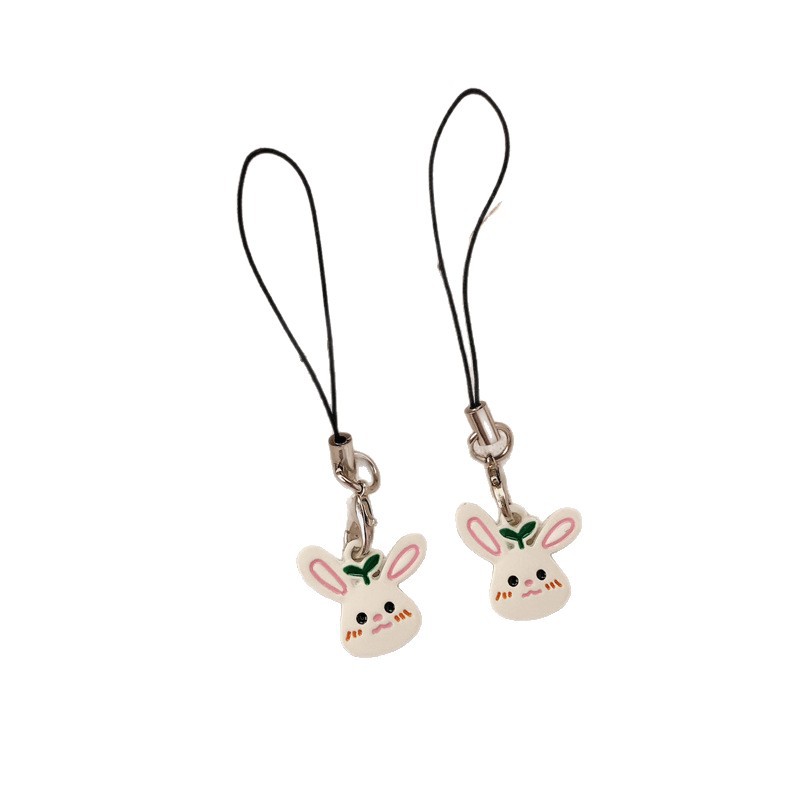 Nuevo colgante de joyería de bricolaje, colgante de bolsa de conejo de aleación de aceite de goteo, colgante de teléfono móvil de conejo blanco lindo