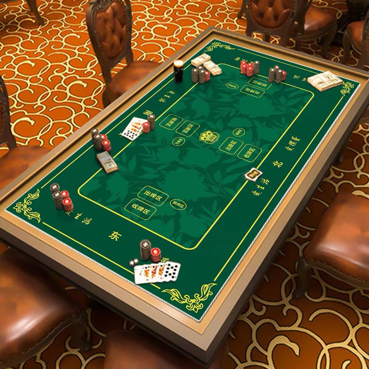 打牌掼蛋专用桌布德州扑克牌比赛道具防滑消音加厚棋牌室惯蛋桌垫