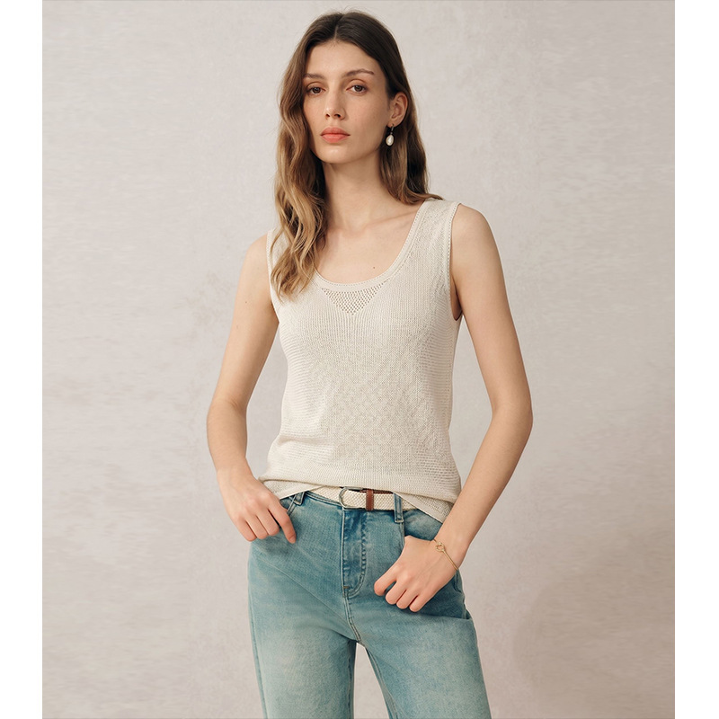【Translation*Order】Breathable Summer Sleeveless Top 2026 New Style Slimming and Stylish Hollow-Out Knit Vest