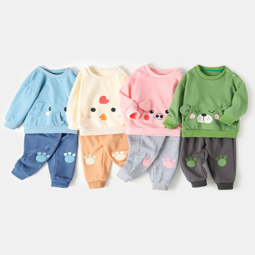 Baby Sweatshirt Set Spring and Autumn Girls' Toddler Tops Boys' Children's Autumn Clothes Baby Clothes Two-piece Set Autumn