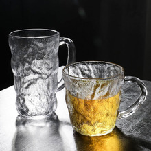 冰川紋玻璃杯帶把手女夏 高顏值喝水杯高級感杯子家用泡茶杯ins風