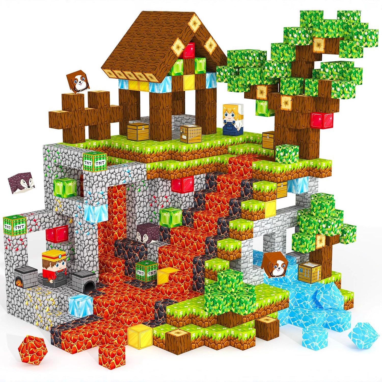 Cross-Border Amazon Popular Magnetic Cube Magnetic Building Blocks Large Easter Pet Paradise Educational Toy Building Blocks