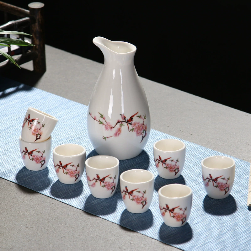 Керамическая карманная фляжка, набор вина для домашнего использования, ретро бокал для вина, дозатор вина, китайский стиль