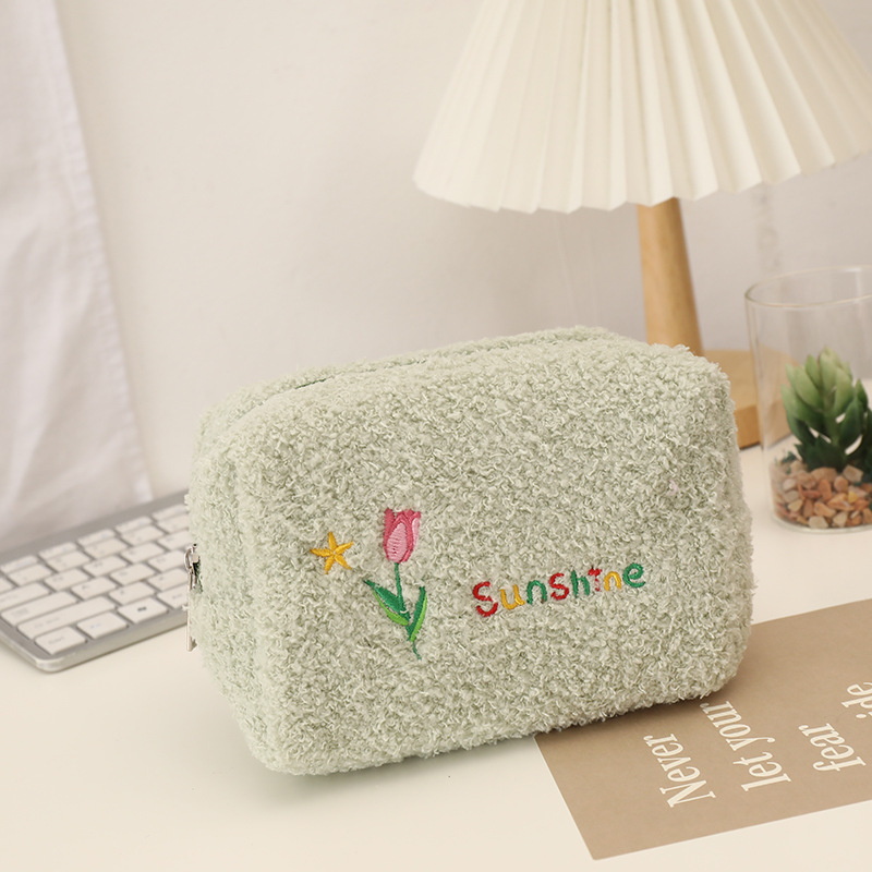 Flower Plush School Korean Style Pencil Case display picture 3