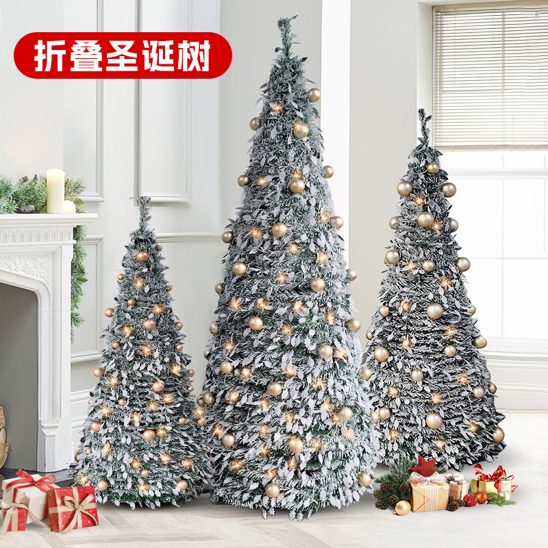 Cross-border new product retractable flocking snow pagoda Christmas…
