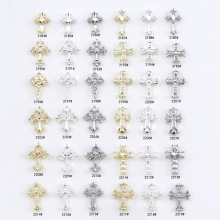 跨境新款美甲十字架合金饰品超闪爆闪立体金属克罗芯指甲钻饰批发