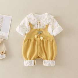 婴儿新生衣服可爱婴幼儿秋季外出宝宝连体衣公主满月哈衣周岁爬服