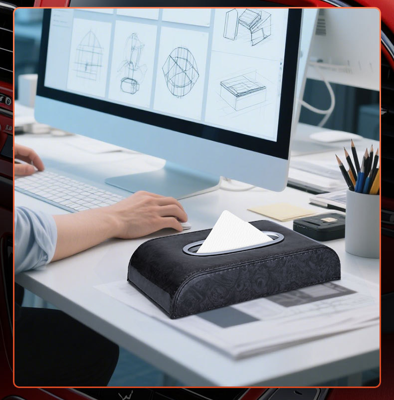 Car Tissue Box with a High-End Feel, Creative and Cute Tissue Holder for Car Dashboard, Non-Slip Mat for Armrest Box