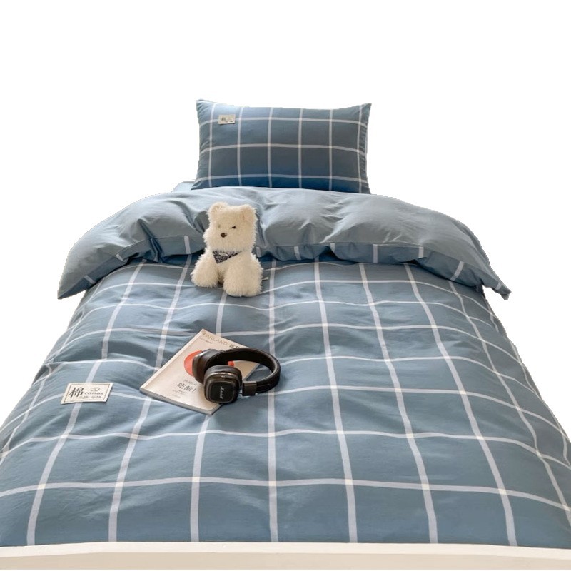 Temporada de apertura cama de dormitorio de estudiantes de color sólido de tres piezas de algodón puro 2025 nuevo estilo sábana cubierta de edredón sábana