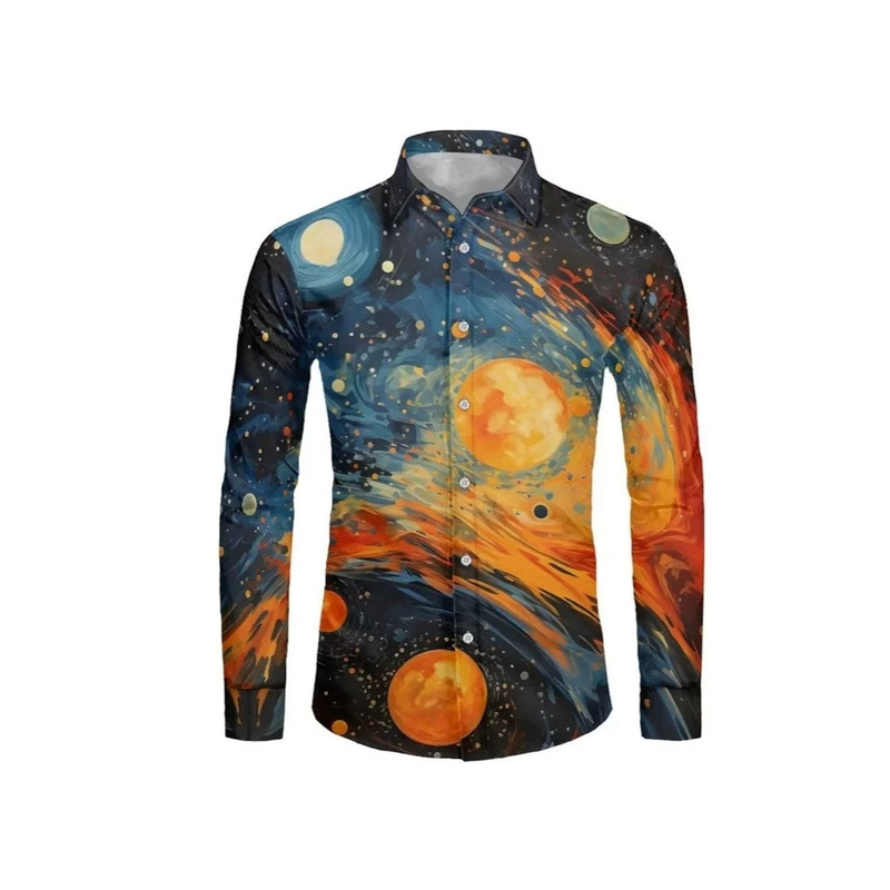 Cross-Border Independent Website Temu Shein Tk Van Gogh Starry Night Universe Planet Men's Lapel Long Sleeve Shirt Factory Wholesale Cross-Border Independent Website Temu Shein Tk Van Gogh Starry Night Universe Planet Men's Lapel Long Sleeve Shirt Factory Wholesale