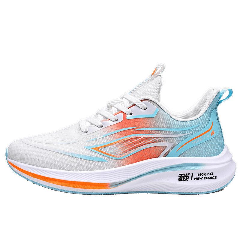 Zapatos para correr de carreras antideslizantes y resistentes al desgaste para estudiantes jóvenes, zapatos deportivos casuales de tablero de carbono con suela suave transpirable de malla ultraligera para hombres