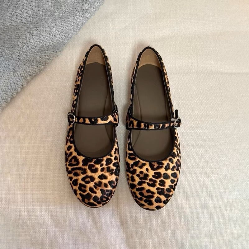 2026 Spring New Ultra-Soft Sole Mary Jane Leopard Print Women's Ballet Style Flat Buckle Loafers 2026 Spring New Ultra-Soft Sole Mary Jane Leopard Print Women's Ballet Style Flat Buckle Loafers