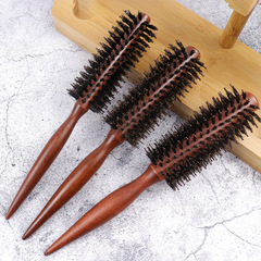 梳子批發梨花頭捲髮梳髮廊圓筒造型梳豬鬃毛順發滾梳實木頭美發梳