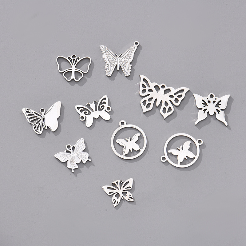 Varios accesorios de collar colgante de metal de acero inoxidable mariposa love DIY accesorios de joyería con pulsera combinada
