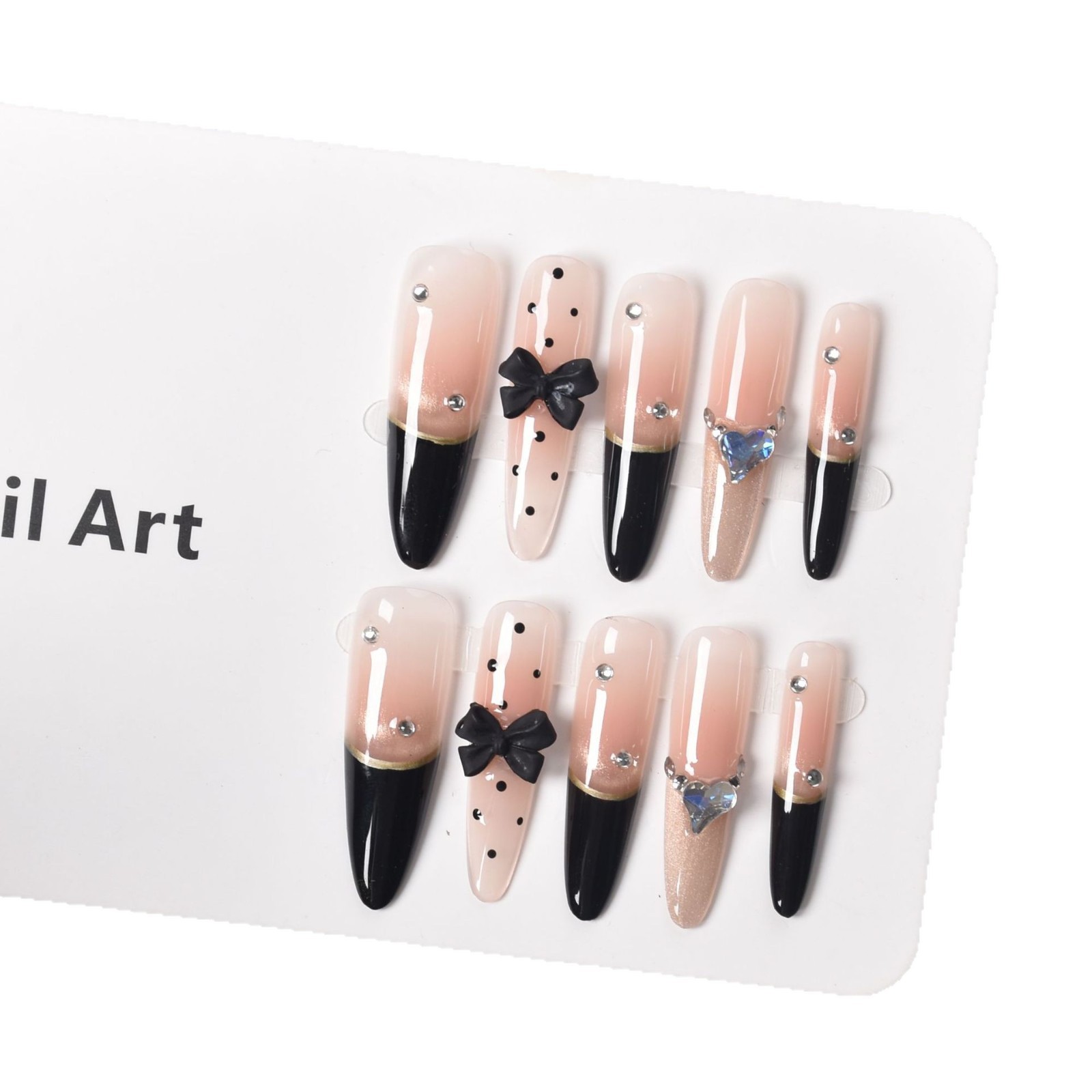 Arco largo de estilo francés punto ondulado para usar uñas manuales parches de uñas productos terminados desmontables inswind manicure