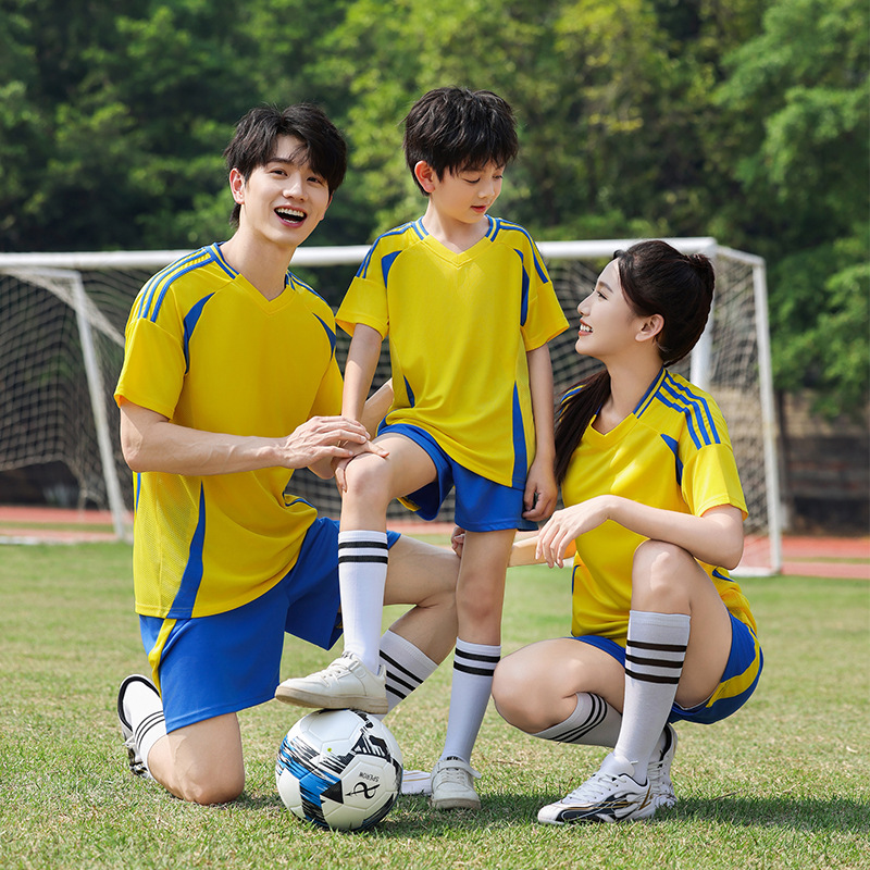 Football Uniform Suit Men's Game Training Team Uniform Printed Quick-Drying Breathable Adult and Children's Sportswear Wholesale Customization