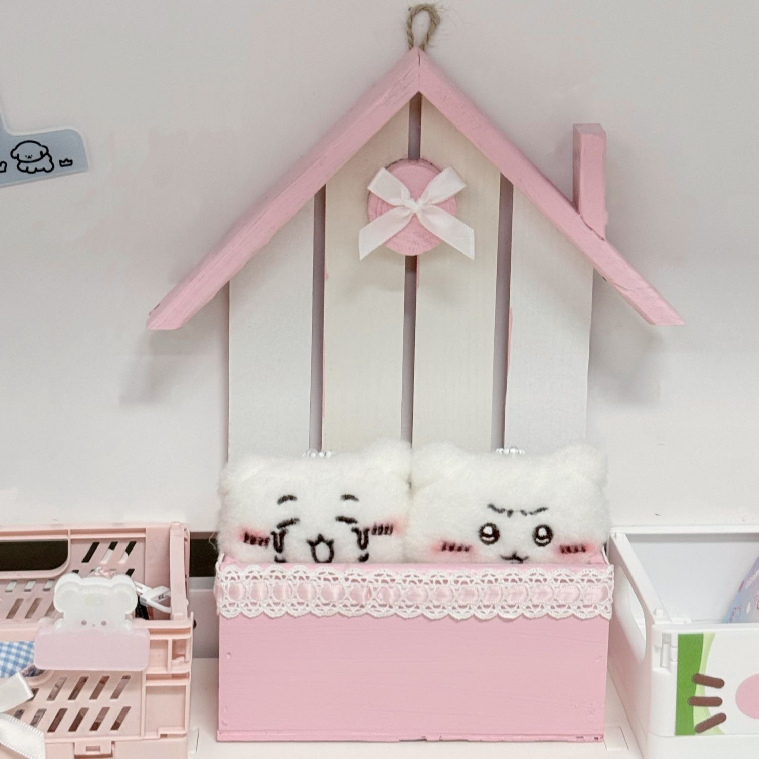 Retro High-Looking Cute Handmade Girly Heart Wooden Storage Rack Room Interior Wall Decoration Hanging Rack